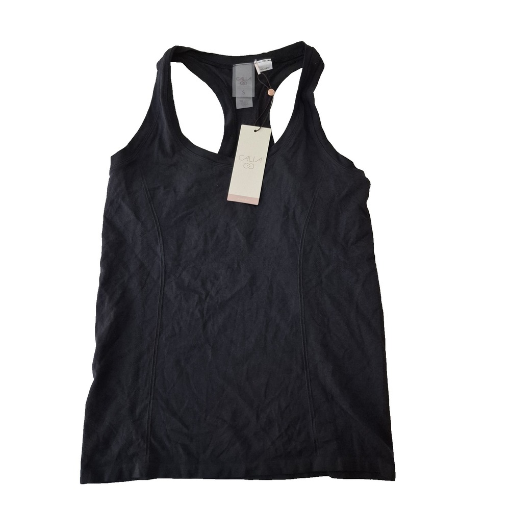 Calla Seamless Scoop Tank Womens Small‎ Black BodyCool Odor Control Gym Yoga Top